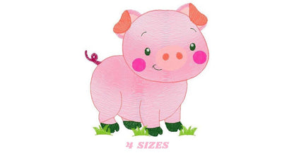 Pig with chick embroidery design - Farm Ranch Animal machine embroidery pattern - Baby boy file - Instant download pes dst jef hus vip vp3
