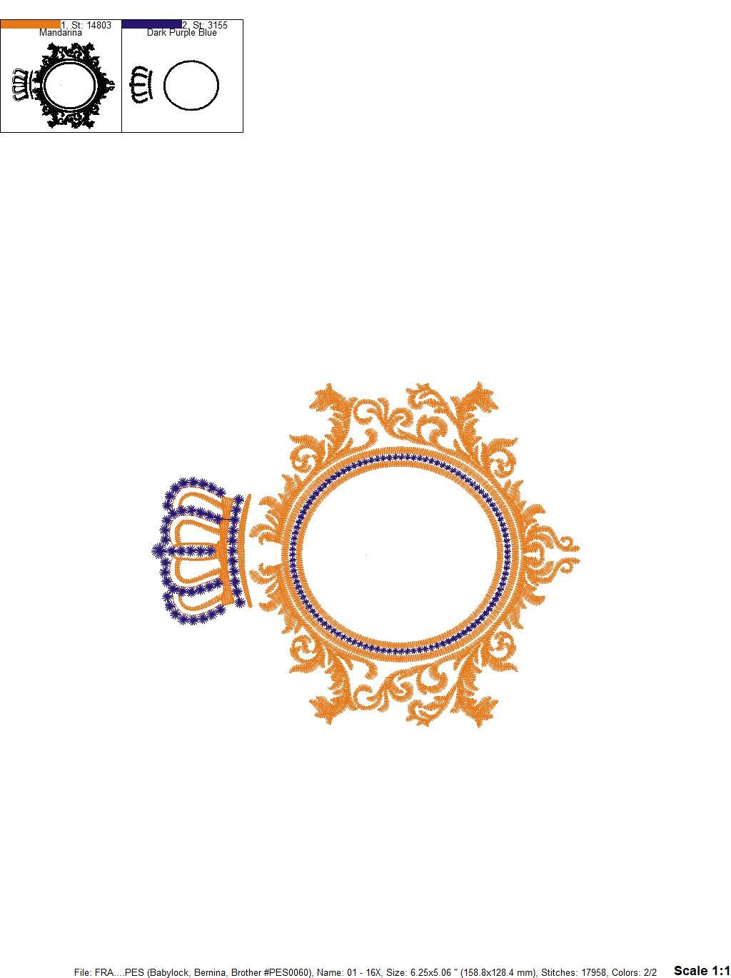 Crown with applique frame embroidery designs - Laurel embroidery design machine pattern - Baby Boy Monogram Frame - Instant download pes jef Marcia Embroidery