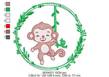 Cargar imagen en el visor de la galería, Monkey embroidery designs - Safari embroidery design machine embroidery pattern - Animal embroidery file - Monkey with frame download pes
