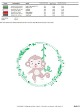 Charger l&#39;image dans la galerie, Monkey embroidery designs - Safari embroidery design machine embroidery pattern - Animal embroidery file - Monkey with frame download pes
