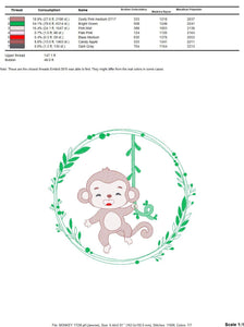 Monkey embroidery designs - Safari embroidery design machine embroidery pattern - Animal embroidery file - Monkey with frame download pes