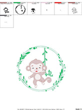 Cargar imagen en el visor de la galería, Monkey embroidery designs - Safari embroidery design machine embroidery pattern - Animal embroidery file - Monkey with frame download pes
