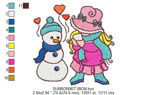 Sunbonnet embroidery designs - Baby Girl embroidery design machine embroidery pattern -  Girl applique design - instant digital download pes - Marcia Embroidery