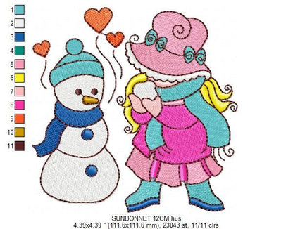 Sunbonnet embroidery designs - Baby Girl embroidery design machine embroidery pattern -  Girl applique design - instant digital download pes - Marcia Embroidery