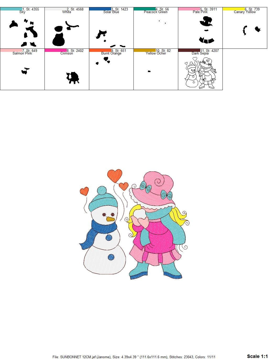 Sunbonnet embroidery designs - Baby Girl embroidery design machine embroidery pattern -  Girl applique design - instant digital download pes - Marcia Embroidery