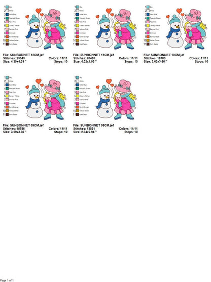 Sunbonnet embroidery designs - Baby Girl embroidery design machine embroidery pattern -  Girl applique design - instant digital download pes - Marcia Embroidery