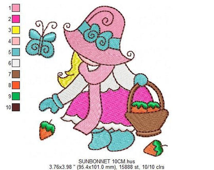 Sunbonnet embroidery designs - Sunbonnet Farmer embroidery design machine embroidery pattern - sunbonnet  sue design - Kitchen embroidery