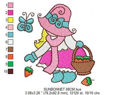 Sunbonnet embroidery designs - Sunbonnet Farmer embroidery design machine embroidery pattern - sunbonnet  sue design - Kitchen embroidery