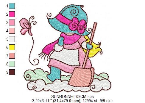 Sunbonnet embroidery designs - Baby Girl embroidery design machine embroidery pattern -  Winter embroidery download - digital file pes jef Marcia Embroidery