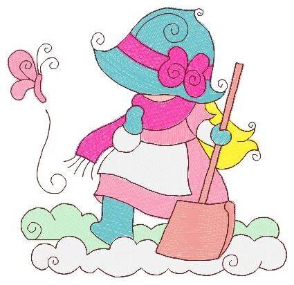 Sunbonnet embroidery designs - Baby Girl embroidery design machine embroidery pattern -  Winter embroidery download - digital file pes jef Marcia Embroidery