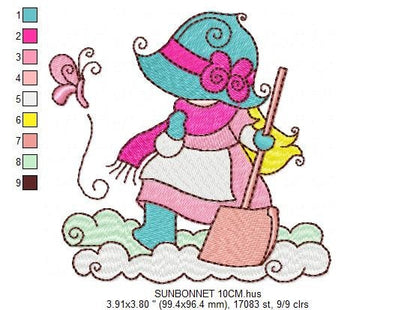 Sunbonnet embroidery designs - Baby Girl embroidery design machine embroidery pattern -  Winter embroidery download - digital file pes jef Marcia Embroidery