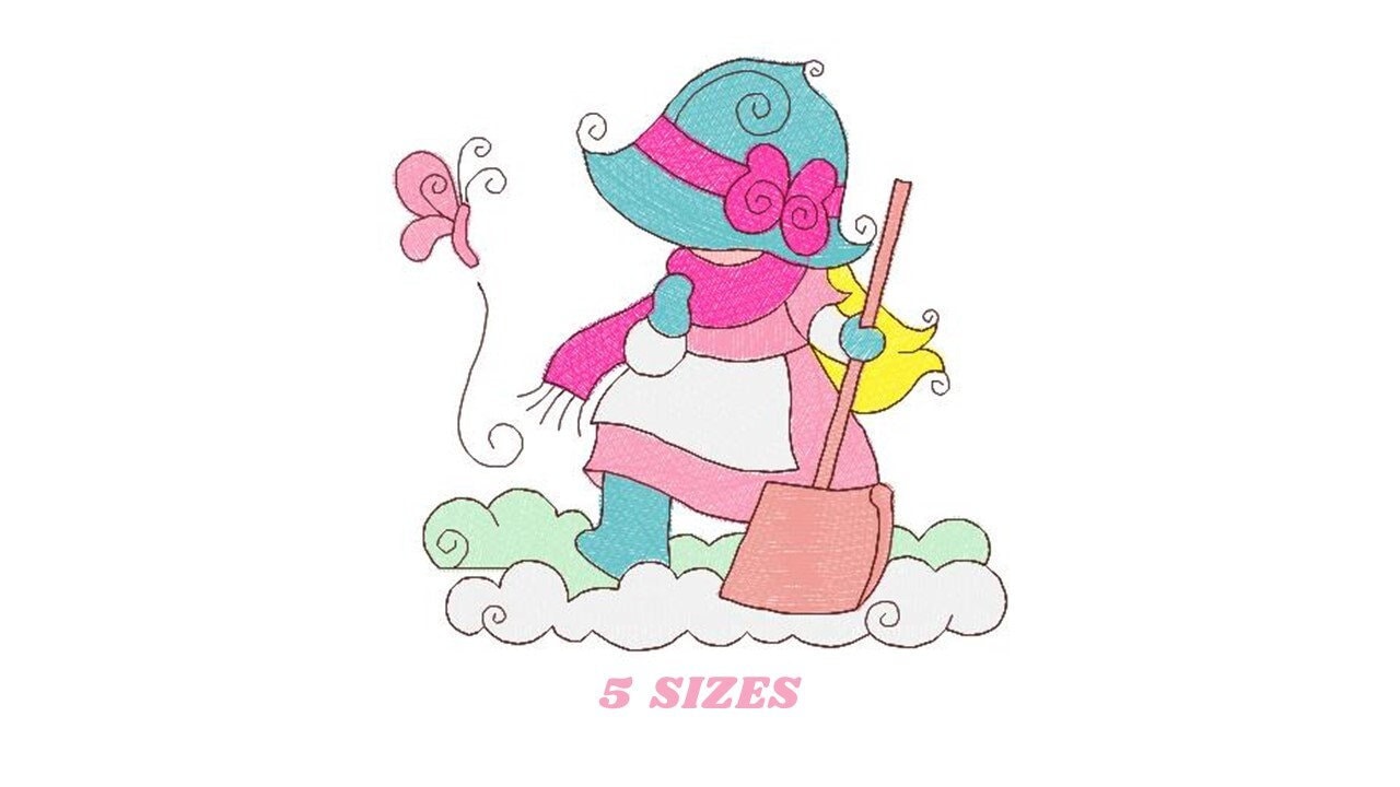 Sunbonnet embroidery designs - Baby Girl embroidery design machine embroidery pattern -  Winter embroidery download - digital file pes jef Marcia Embroidery