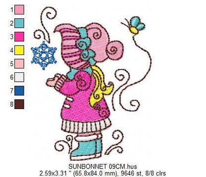 Sun bonnet embroidery designs - Sunbonnet Sue embroidery design machine embroidery pattern -  Winter embroidery file - instant download pes