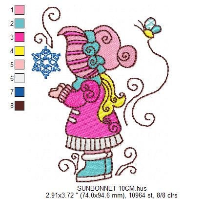 Sun bonnet embroidery designs - Sunbonnet Sue embroidery design machine embroidery pattern -  Winter embroidery file - instant download pes