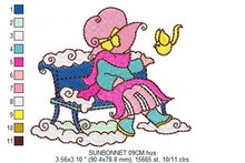 Load image into Gallery viewer, Sunbonnet embroidery designs - Girl embroidery design machine embroidery pattern -  Kitchen towel embroidery file - instant download pes jef
