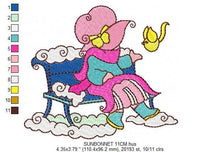 Load image into Gallery viewer, Sunbonnet embroidery designs - Girl embroidery design machine embroidery pattern -  Kitchen towel embroidery file - instant download pes jef
