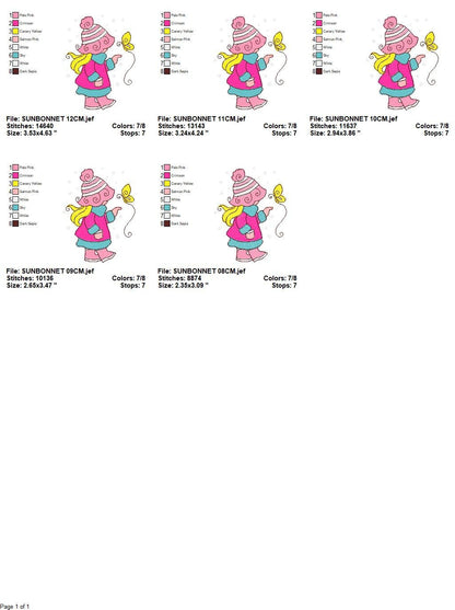 Sunbonnet embroidery designs - Baby Girl embroidery design machine embroidery pattern -  Winter embroidery file - instant digital download Marcia Embroidery