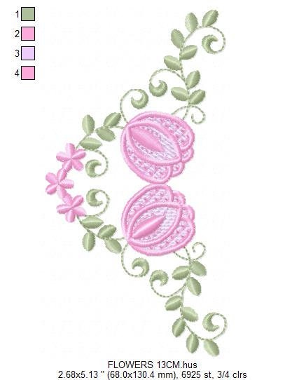 Floral Frame embroidery designs - Flower embroidery design machine embroidery pattern - Rose wreath laurel embroidery file  instant download