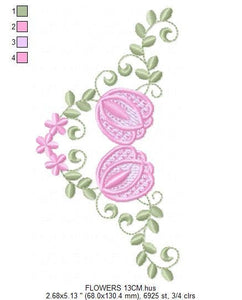 Floral Frame embroidery designs - Flower embroidery design machine embroidery pattern - Rose wreath laurel embroidery file  instant download