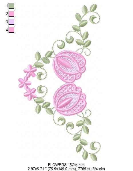 Floral Frame embroidery designs - Flower embroidery design machine embroidery pattern - Rose wreath laurel embroidery file  instant download
