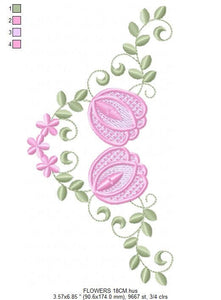 Floral Frame embroidery designs - Flower embroidery design machine embroidery pattern - Rose wreath laurel embroidery file  instant download