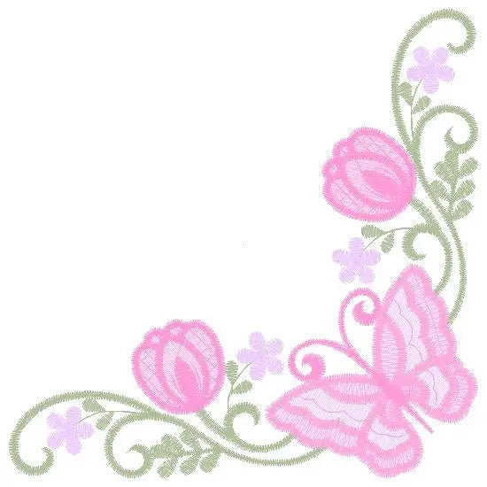 Butterfly embroidery designs - Sunflower corner embroidery design machine embroidery pattern - Towel embroidery file - instant download pes Marcia Embroidery