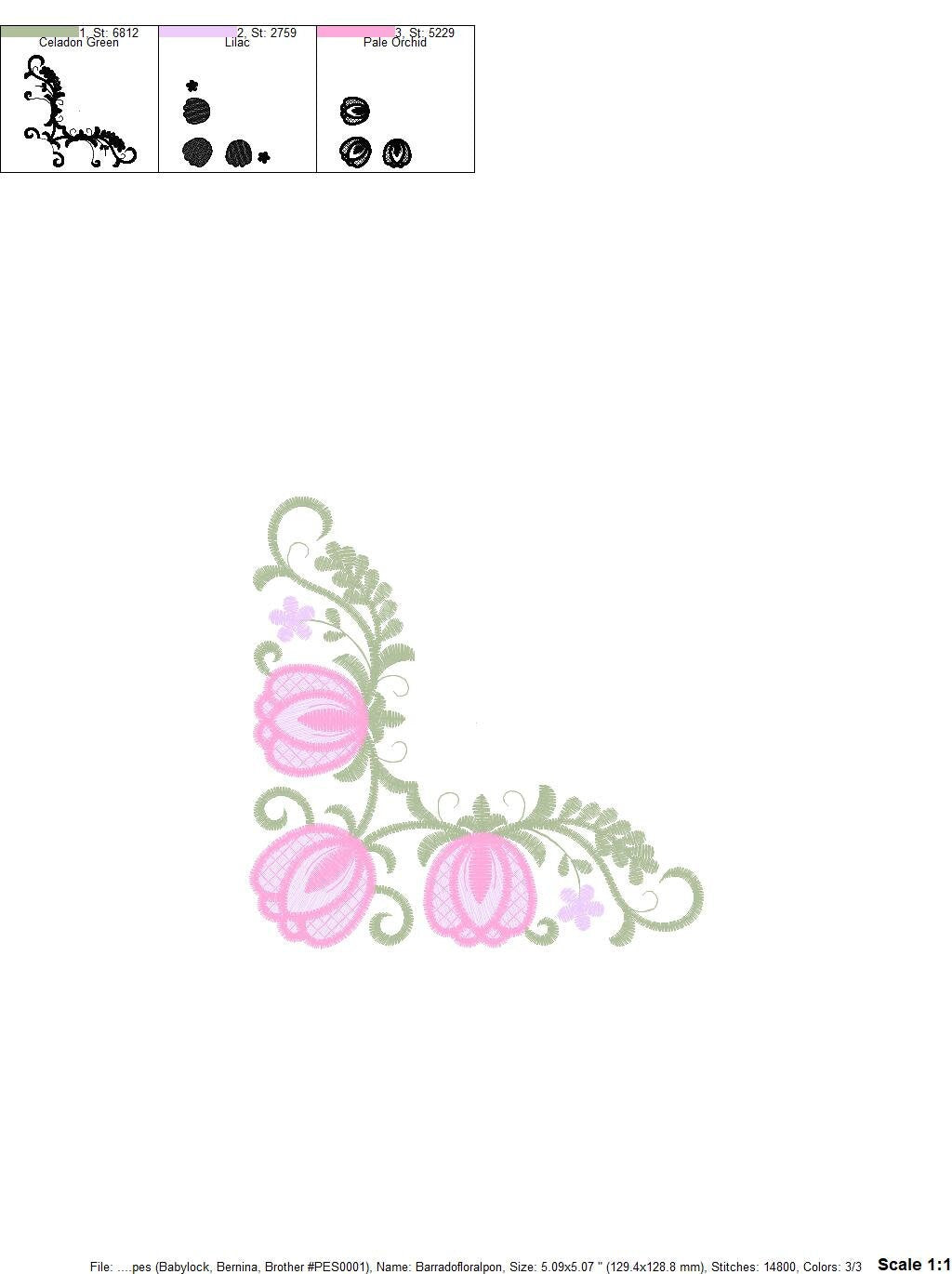 Tulips embroidery designs - Flower corner embroidery design machine embroidery pattern - Towel embroidery file - floral kitchen download pes - Marcia Embroidery