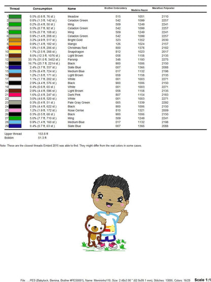 Boy embroidery designs - Bear embroidery design machine embroidery pattern - Boy with teddy bar embroidery file - student embroidery school Marcia Embroidery