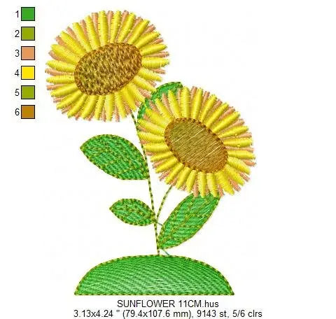 Sunflowers embroidery designs - Flower embroidery design machine embroidery pattern - Towel embroidery file - floral embroidery pes jef hus Marcia Embroidery