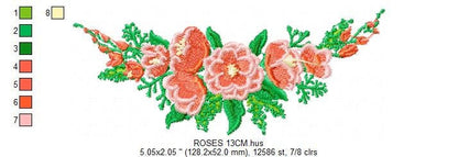 Flowers embroidery designs - Flower embroidery design machine embroidery pattern - Rose embroidery file - Floral embroidery download towel