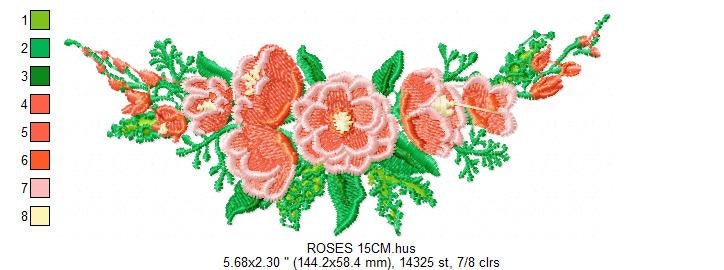 Flowers embroidery designs - Flower embroidery design machine embroidery pattern - Rose embroidery file - Floral embroidery download towel