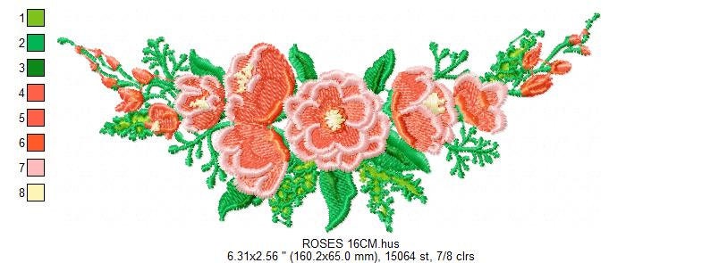 Flowers embroidery designs - Flower embroidery design machine embroidery pattern - Rose embroidery file - Floral embroidery download towel