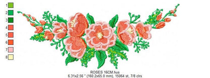 Flowers embroidery designs - Flower embroidery design machine embroidery pattern - Rose embroidery file - Floral embroidery download towel