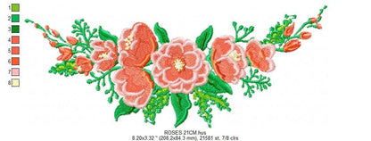 Flowers embroidery designs - Flower embroidery design machine embroidery pattern - Rose embroidery file - Floral embroidery download towel