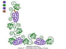 Charger l&#39;image dans la galerie, Grapes embroidery designs - Grape corner embroidery design machine embroidery pattern - Eucharist embroidery file - Religious Catholic pes
