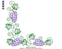 Load image into Gallery viewer, Grapes embroidery designs - Grape corner embroidery design machine embroidery pattern - Eucharist embroidery file - Religious Catholic pes
