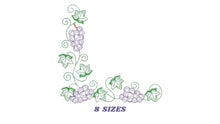 Load image into Gallery viewer, Grapes embroidery designs - Grape corner embroidery design machine embroidery pattern - Eucharist embroidery file - Religious Catholic pes
