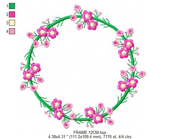 Monogram Frame embroidery designs - Flower embroidery design machine embroidery pattern - Floral embroidery file - baby girl embroidery pes