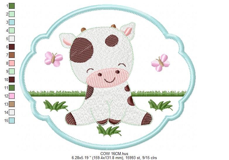Cow embroidery design - Animal ranch embroidery designs machine embroidery pattern - Farm embroidery file - boy embroidery instant download