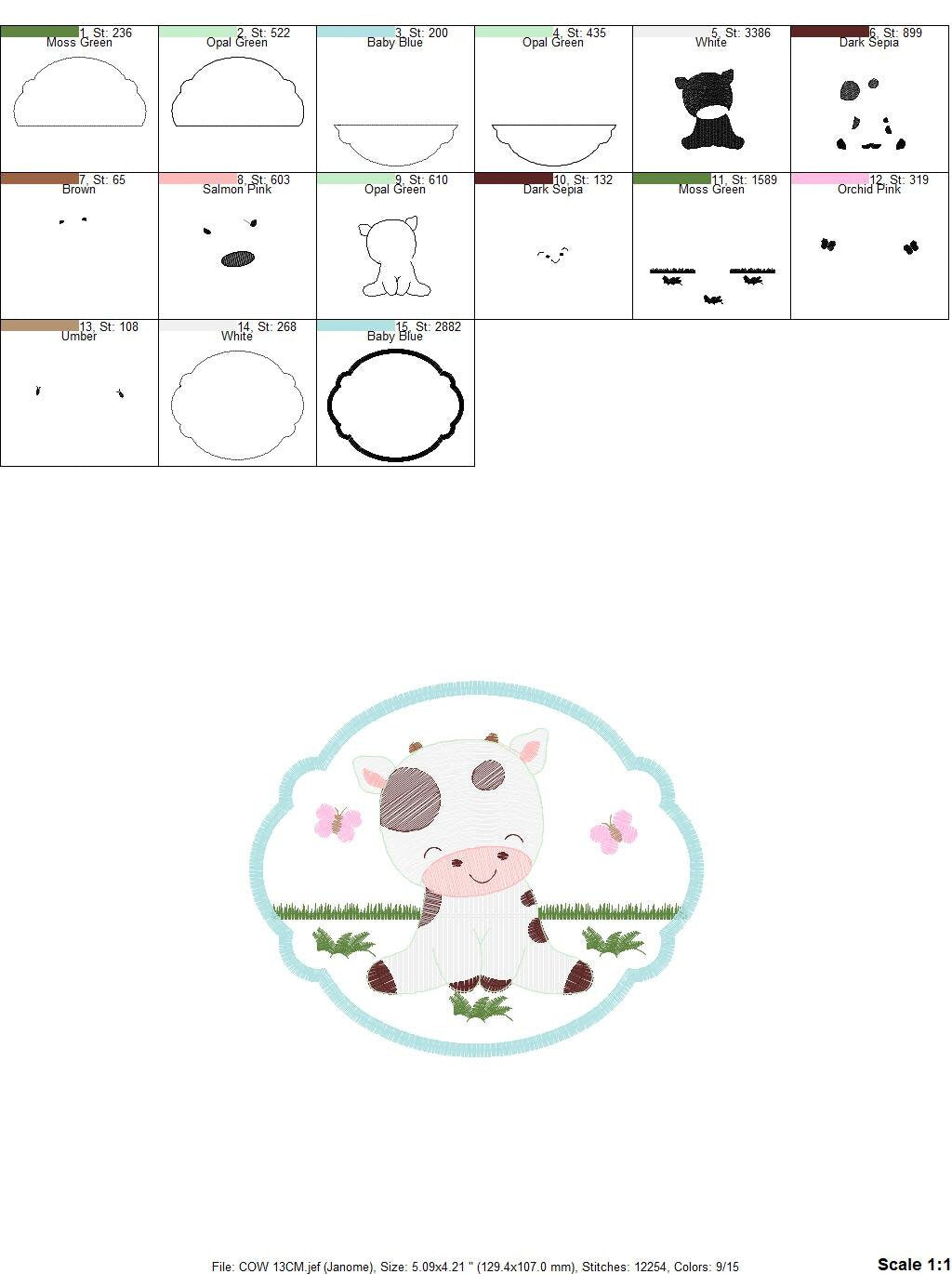 Cow embroidery design - Animal ranch embroidery designs machine embroidery pattern - Farm embroidery file - boy embroidery instant download