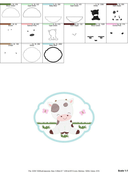 Cow embroidery design - Animal ranch embroidery designs machine embroidery pattern - Farm embroidery file - boy embroidery instant download