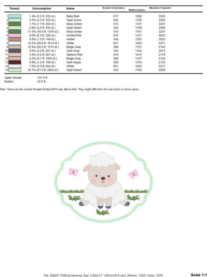 Sheep embroidery design - Lamb embroidery designs machine embroidery pattern - Baby boy embroidery file - Animal quilt embroidery download Marcia Embroidery