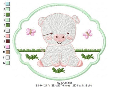 Pig embroidery design - Animal embroidery designs machine embroidery pattern - Baby boy embroidery file - Ranch animal farm instant download - Marcia Embroidery