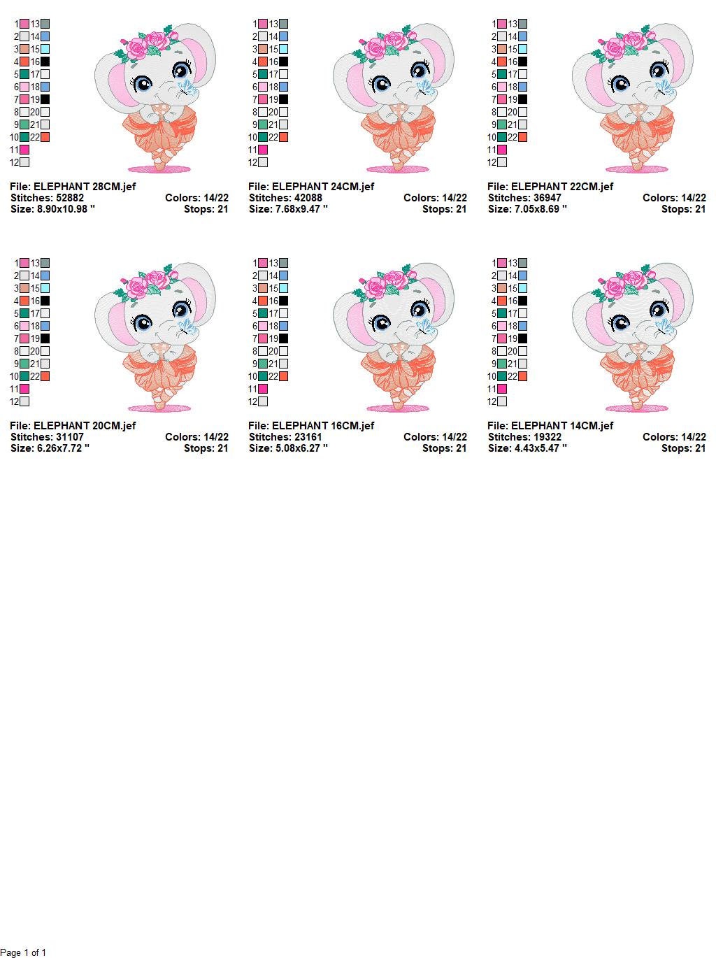 Elephant embroidery designs - Ballerina embroidery design machine embroidery pattern - Baby girl embroidery file - animal elephant ballerina