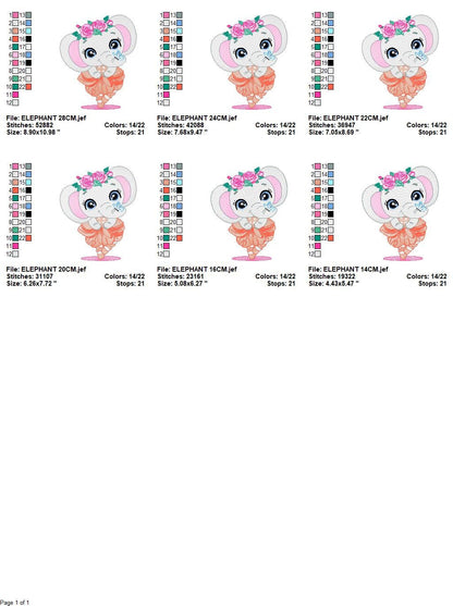 Elephant embroidery designs - Ballerina embroidery design machine embroidery pattern - Baby girl embroidery file - animal elephant ballerina