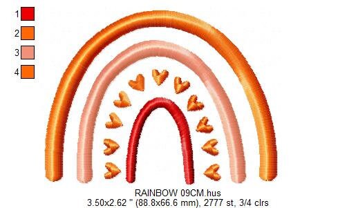 Boho Rainbow embroidery design - Rainbow with hearts embroidery designs machine embroidery pattern - Baby girl embroidery file - download - Marcia Embroidery