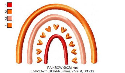 Boho Rainbow embroidery design - Rainbow with hearts embroidery designs machine embroidery pattern - Baby girl embroidery file - download - Marcia Embroidery