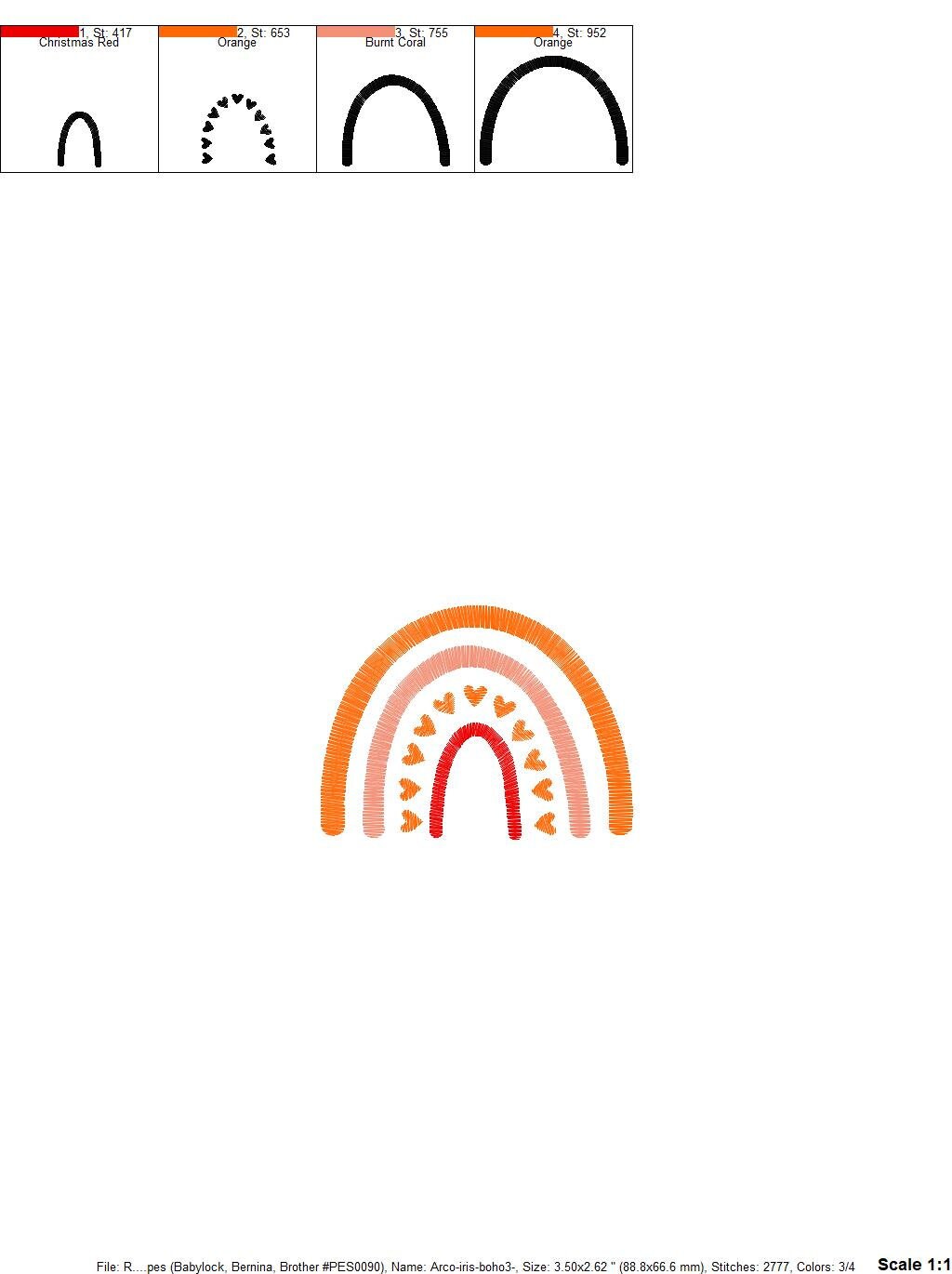 Boho Rainbow embroidery design - Rainbow with hearts embroidery designs machine embroidery pattern - Baby girl embroidery file - download - Marcia Embroidery