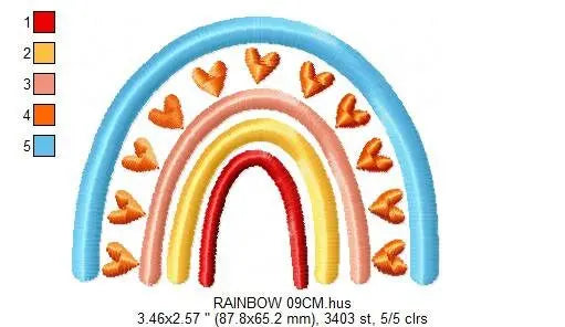 Boho Rainbow embroidery design - Rainbow with hearts embroidery designs machine embroidery pattern - Baby girl embroidery file - download Marcia Embroidery