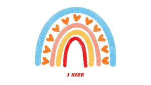 Boho Rainbow embroidery design - Rainbow with hearts embroidery designs machine embroidery pattern - Baby girl embroidery file - download